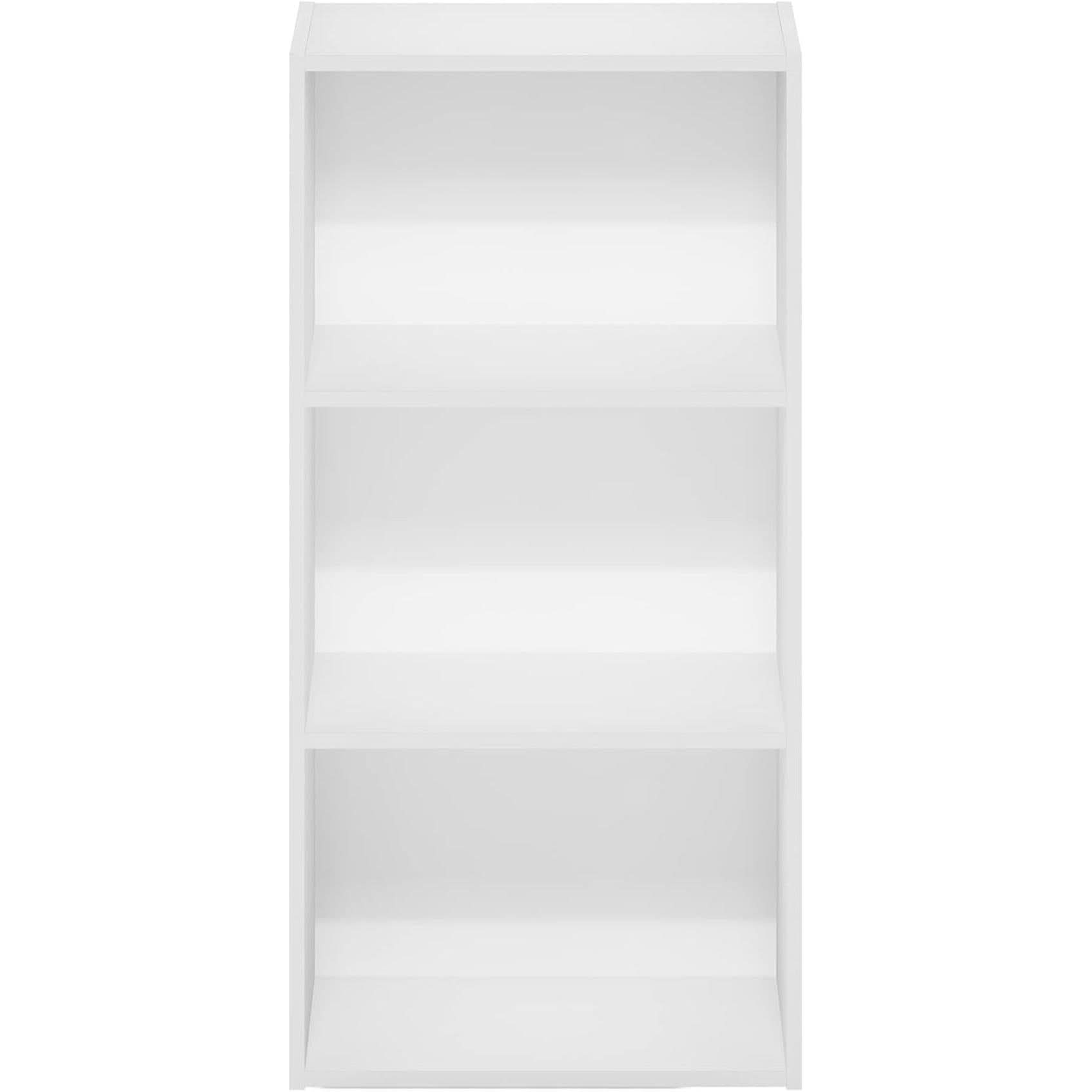 Luder Three Tier Open Shelf Bookcase Bright White Finish