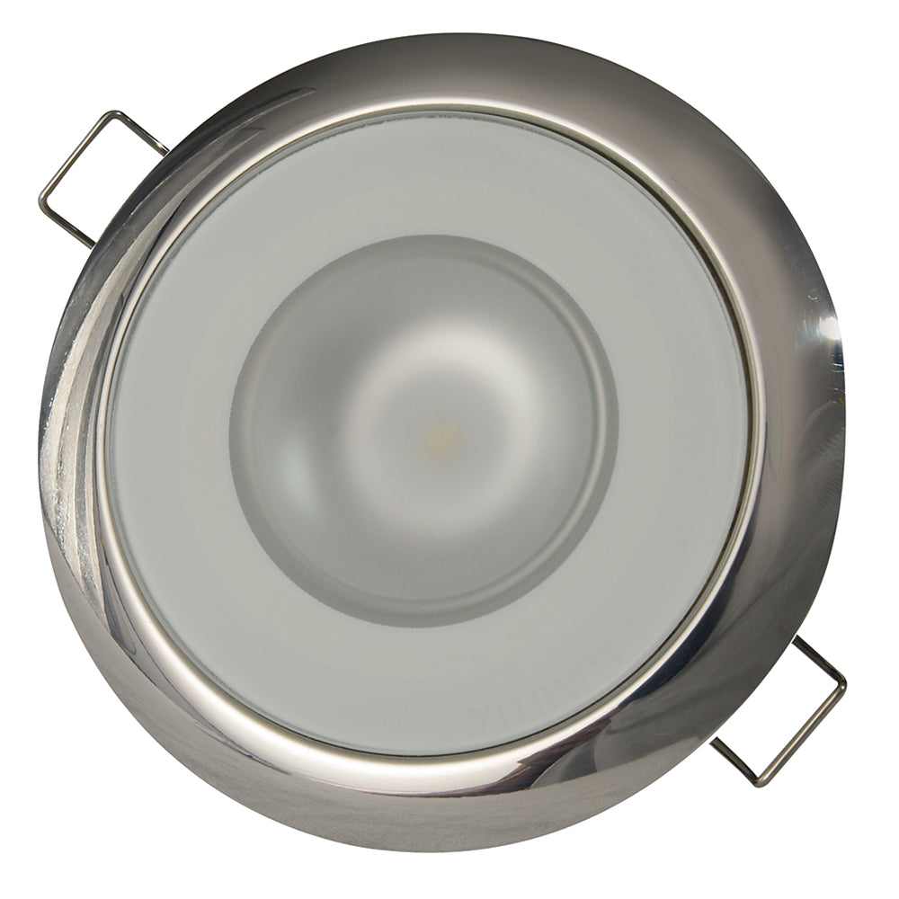 Lumitec Mirage - Flush Mount Down Light - Glass Finish/Polished SS Bezel - 3-Color