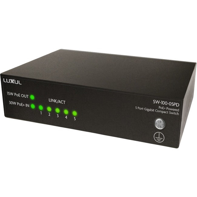 Luxul 5-Port PoE+ Powered Unmanaged Switch SW-100-05PD