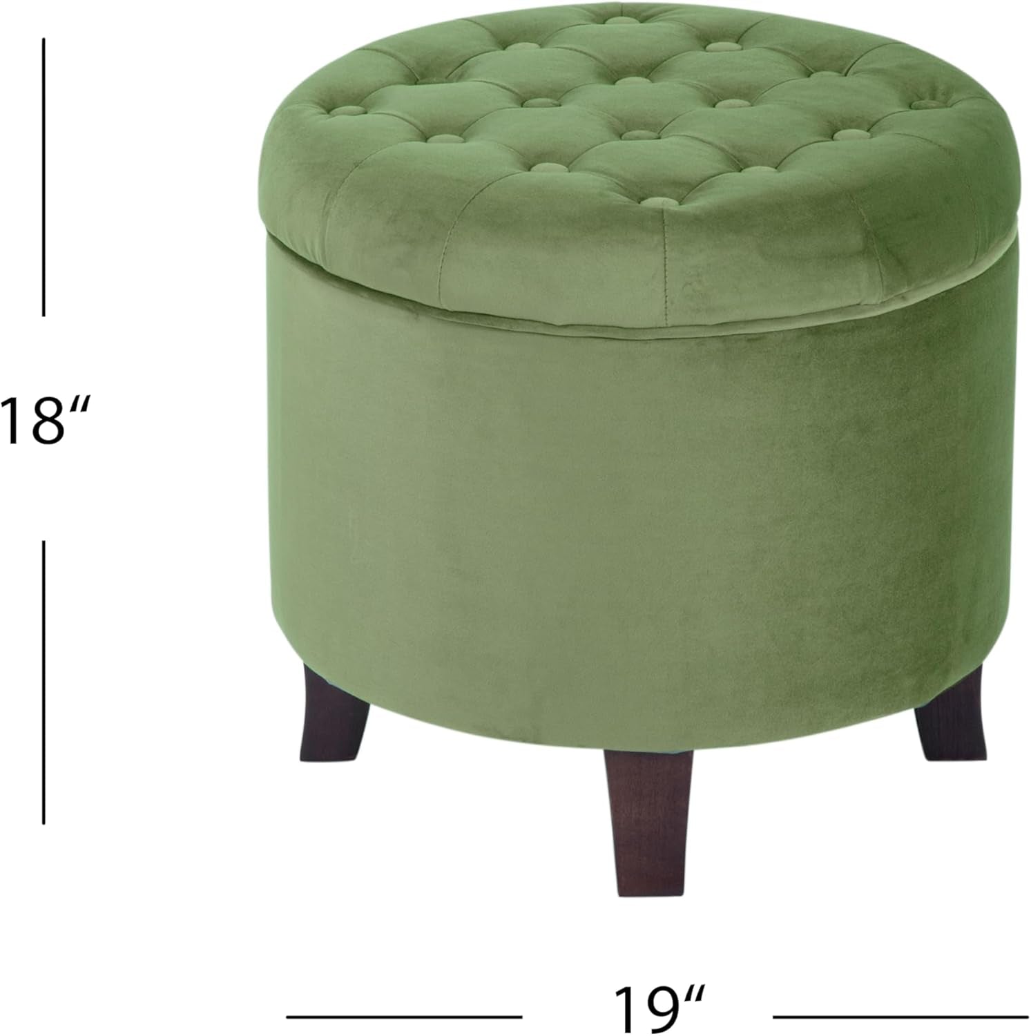Luxurious Emerald Velvet Tufted Round Ottoman Storage