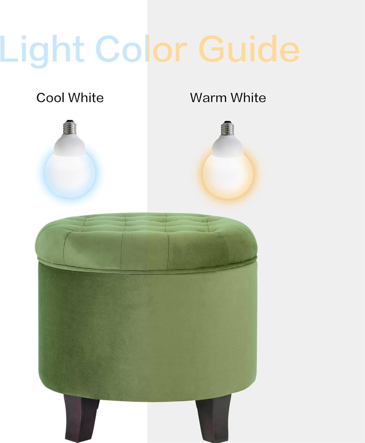 Luxurious Emerald Velvet Tufted Round Ottoman Storage