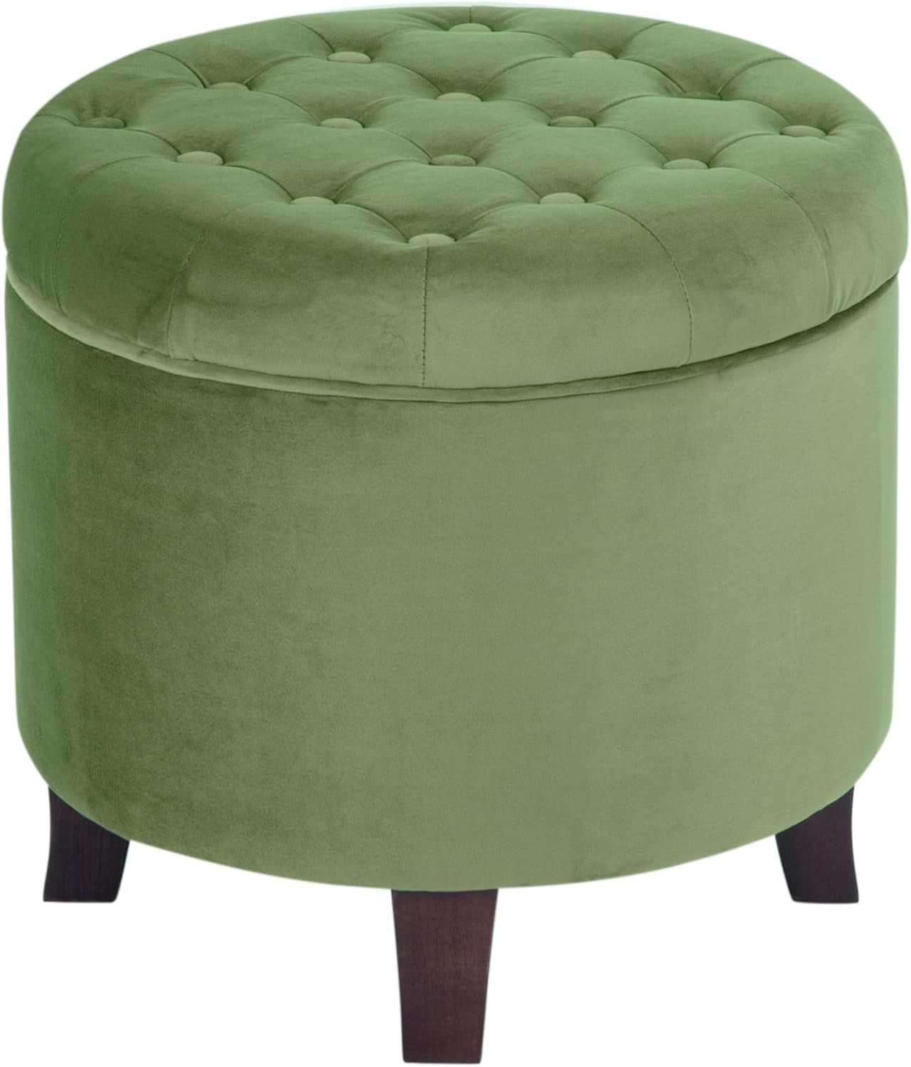 Luxurious Emerald Velvet Tufted Round Ottoman Storage