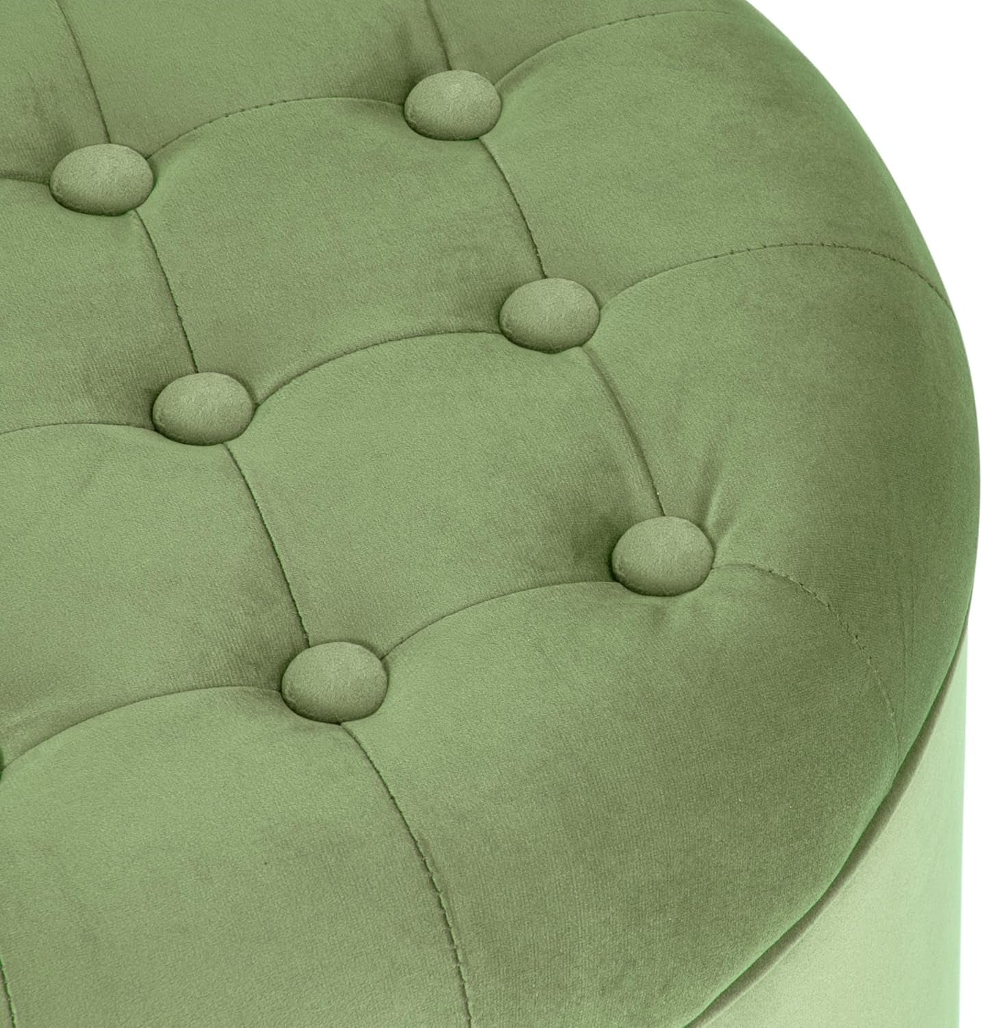 Luxurious Emerald Velvet Tufted Round Ottoman Storage