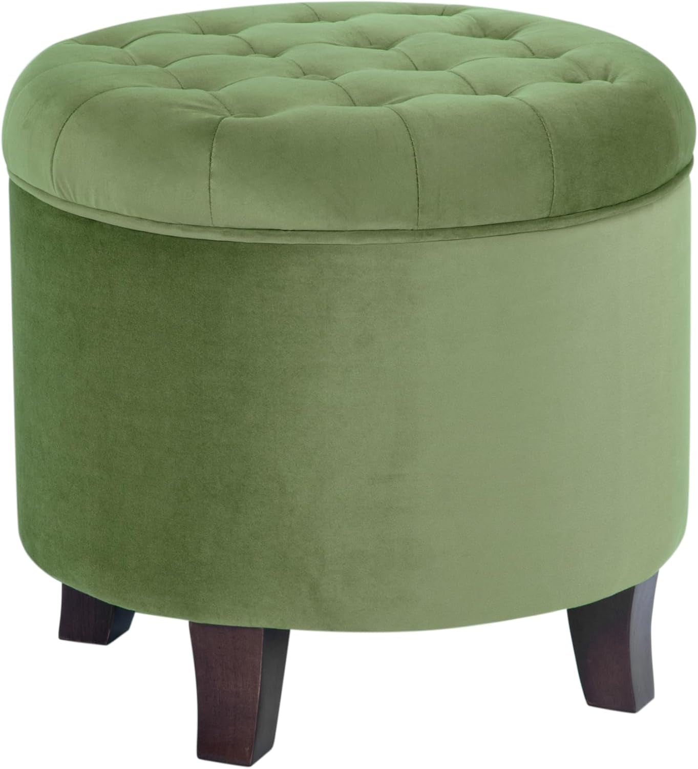 Luxurious Emerald Velvet Tufted Round Ottoman Storage