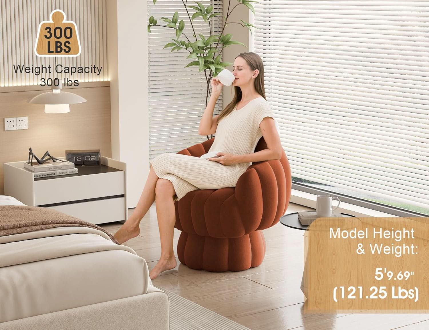 Luxurious Mid Century Burnt Orange Swivel Armchair
