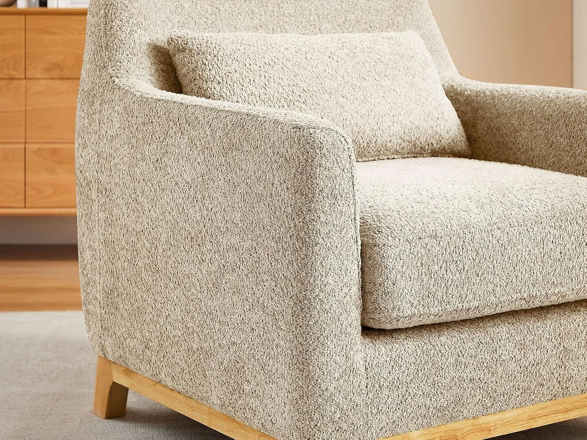 Luxurious Sherpa Oversized Accent Chair Camel Plush