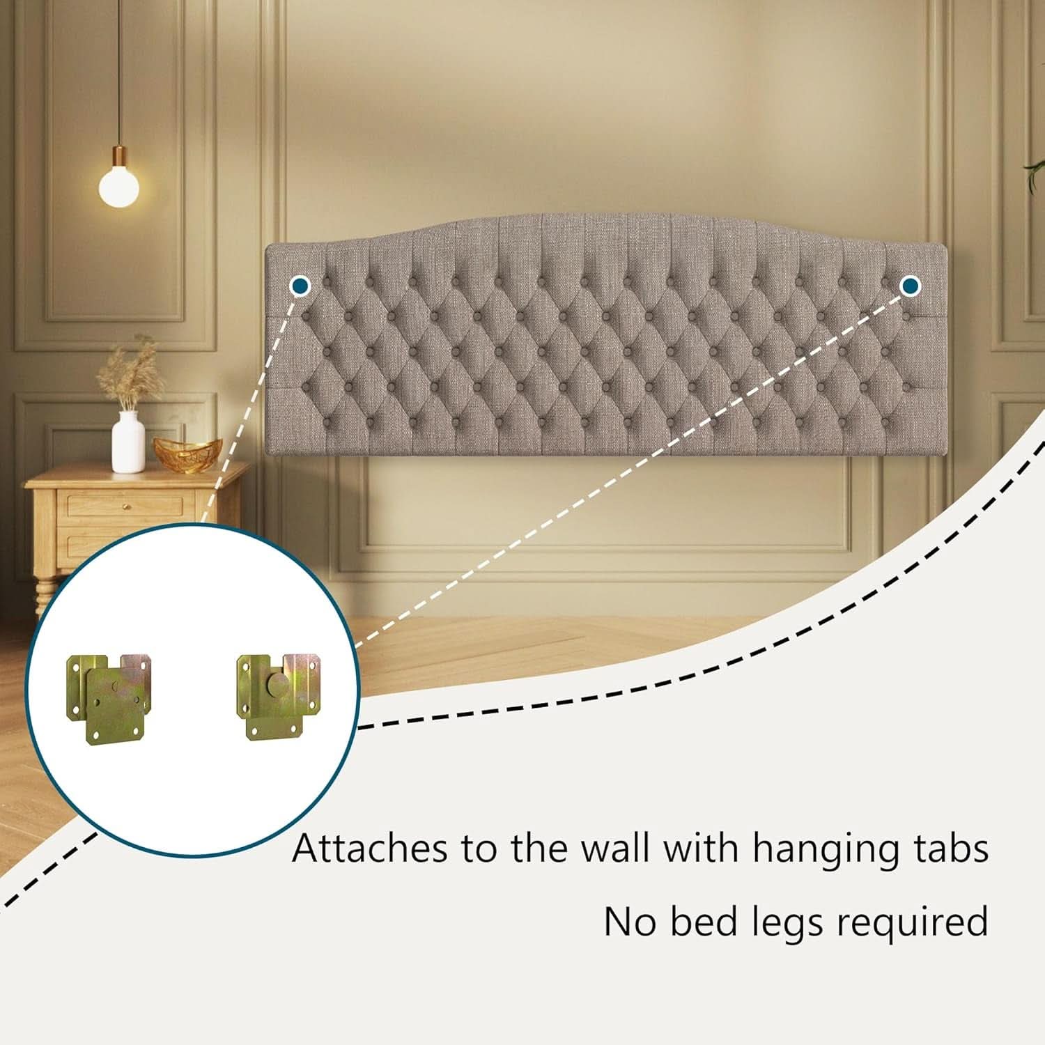 Luxury Linen Upholstered King Headboard with Easy Assembly