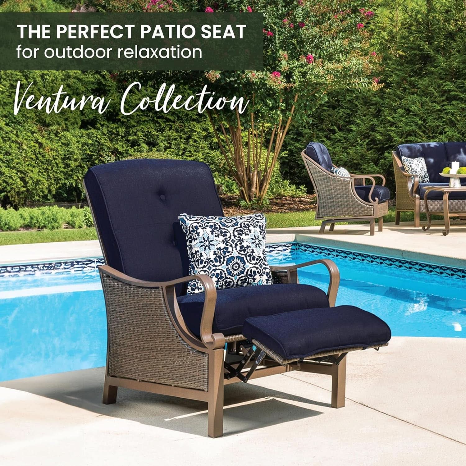 Luxury Outdoor Recliner Chair with Cushions and Pillow