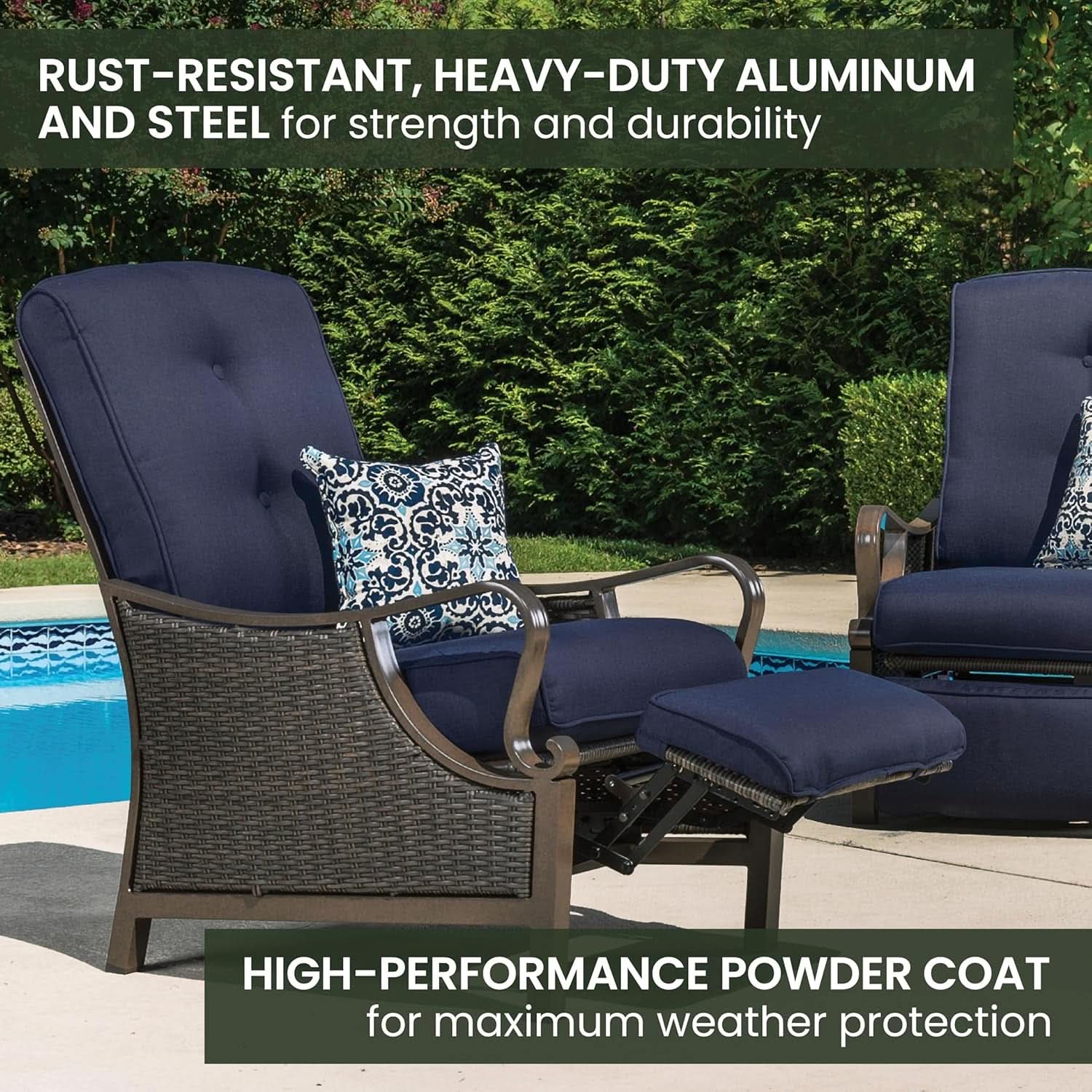 Luxury Outdoor Recliner Chair with Cushions and Pillow
