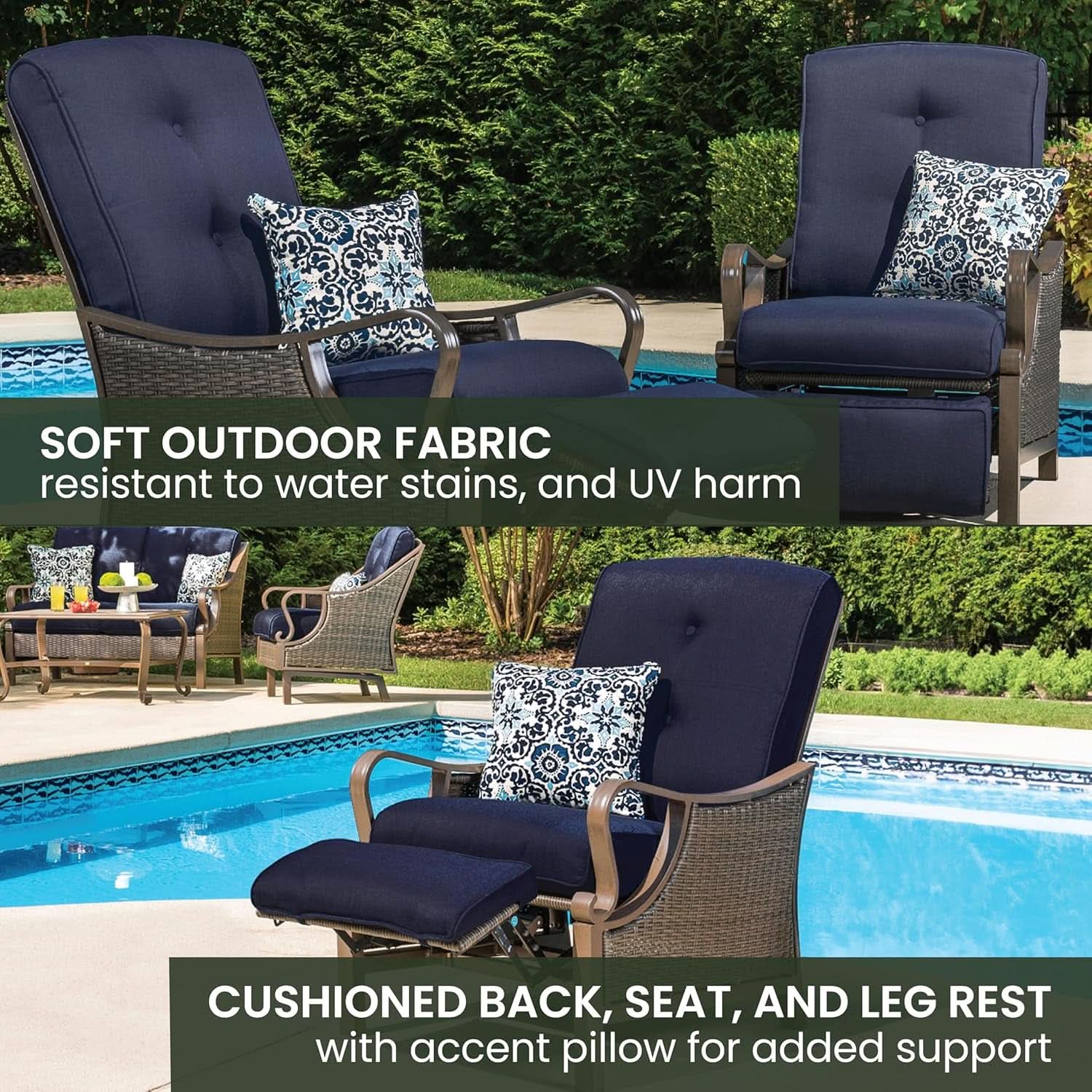 Luxury Outdoor Recliner Chair with Cushions and Pillow