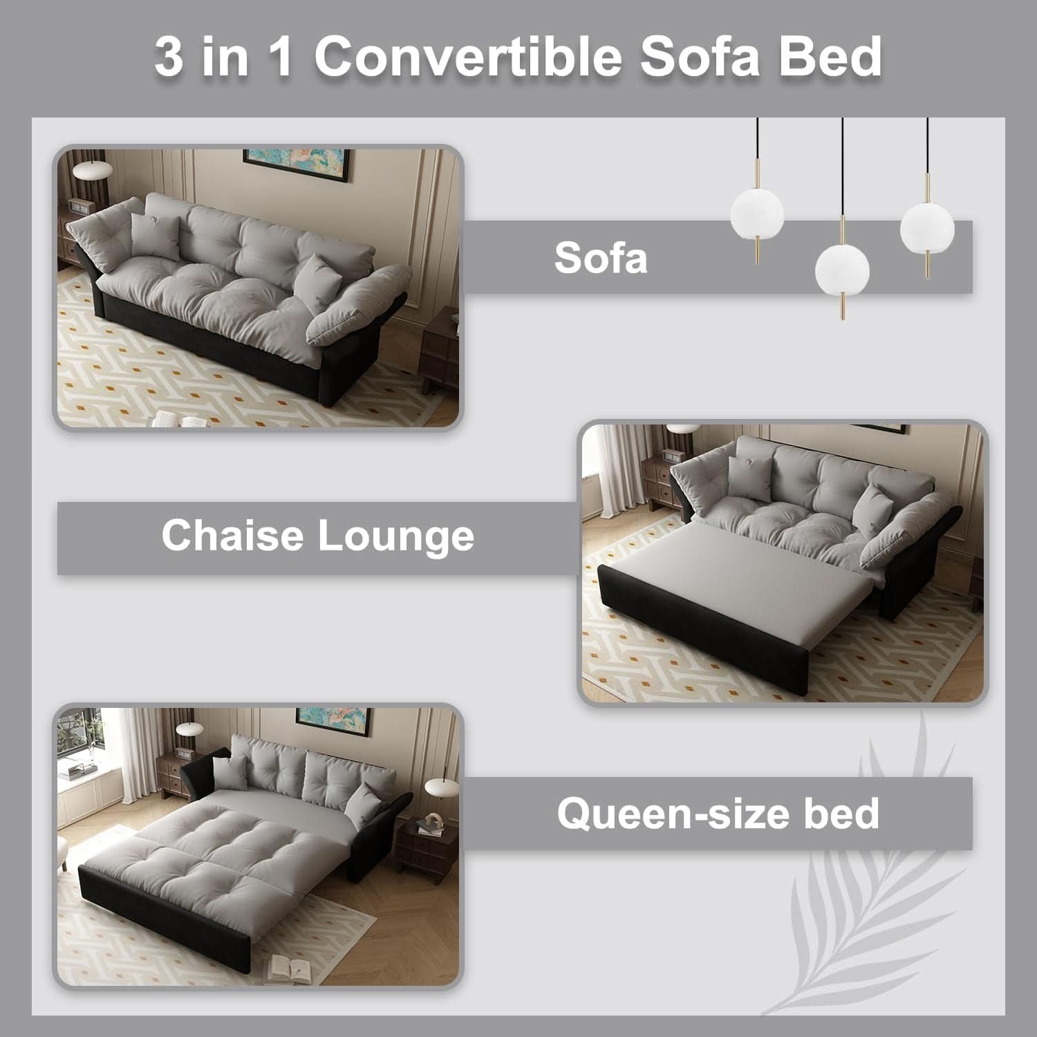 Luxury Velvet Queen Sofa Bed Versatile Convertible Futon