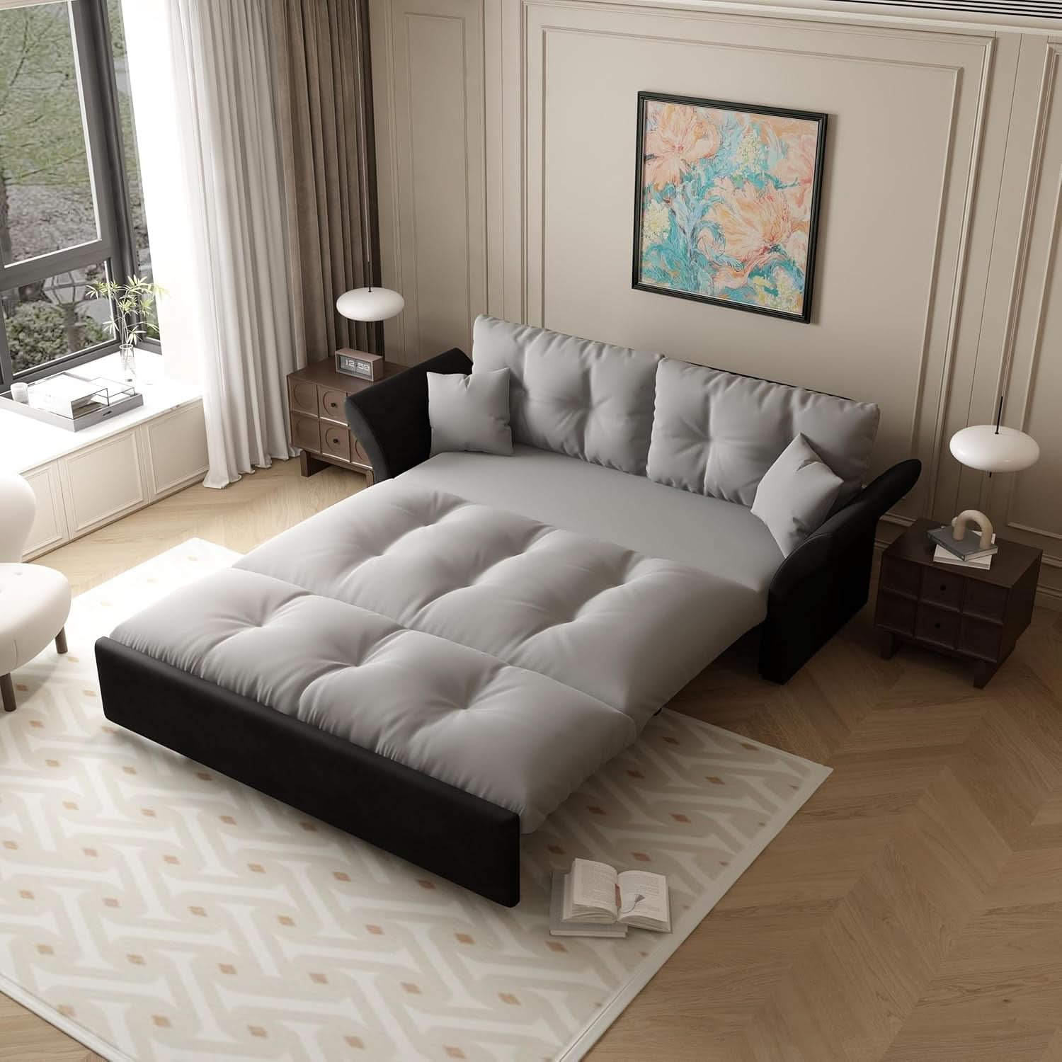 Luxury Velvet Queen Sofa Bed Versatile Convertible Futon