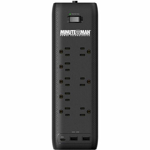 MINUTEMAN MMS 8-Outlet Surge Protector with USB Charging, 2160J Protection
