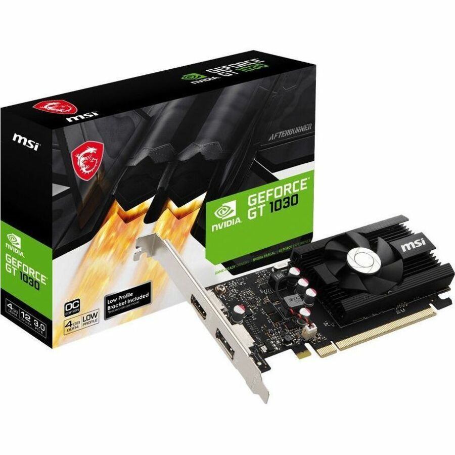 MSI NVIDIA GeForce GT 1030 Graphic Card - 4 GB DDR4 SDRAM - Low-profile - 1.43 GHz Boost C