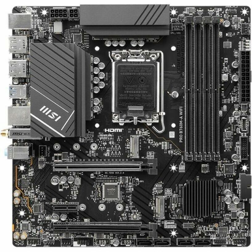 MSI PRO B760M-A WIFI Gaming Desktop Motherboard - Intel B760 Chipset - Socket LGA-1700 - M