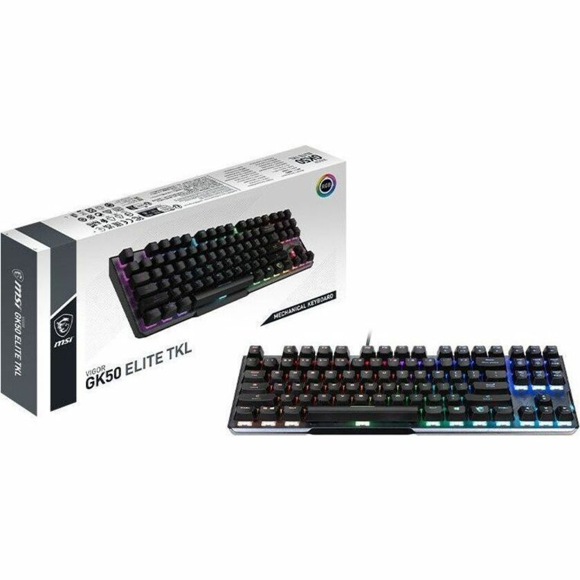 MSI VIGOR GK50 ELITE TKL LR US Gaming Keyboard - Cable Connectivity - USB 2.0 Type C Inter