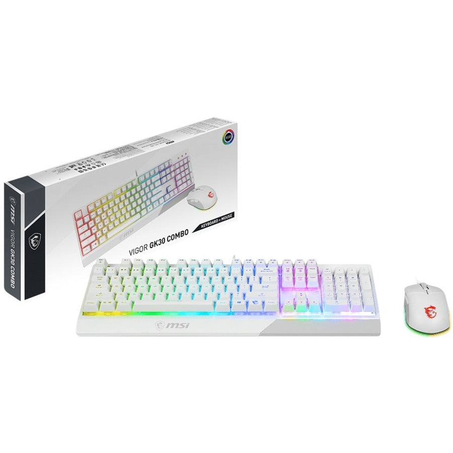 MSI Vigor GK30 White Gaming Keyboard - USB Plunger Cable Keyboard - White - USB Cable