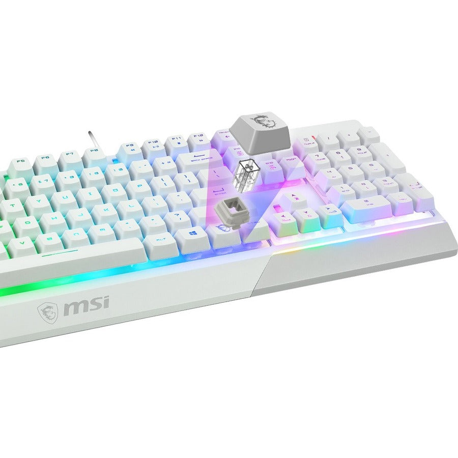 MSI Vigor GK30 White Gaming Keyboard - USB Plunger Cable Keyboard - White - USB Cable