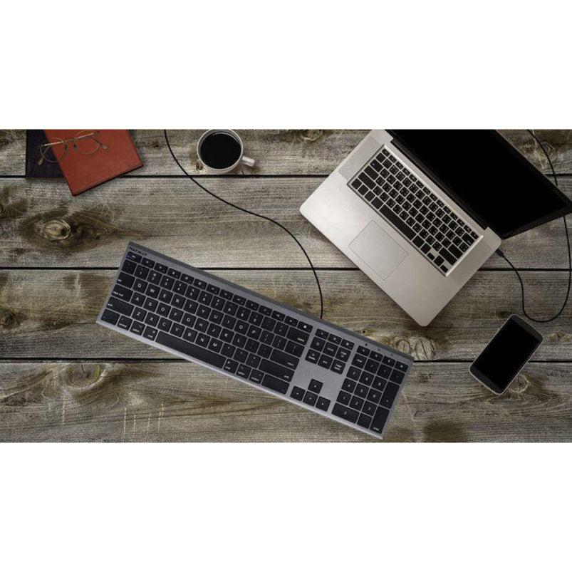 Macally Ultra Slim USB-C Wired Space Gray Keyboard for Mac