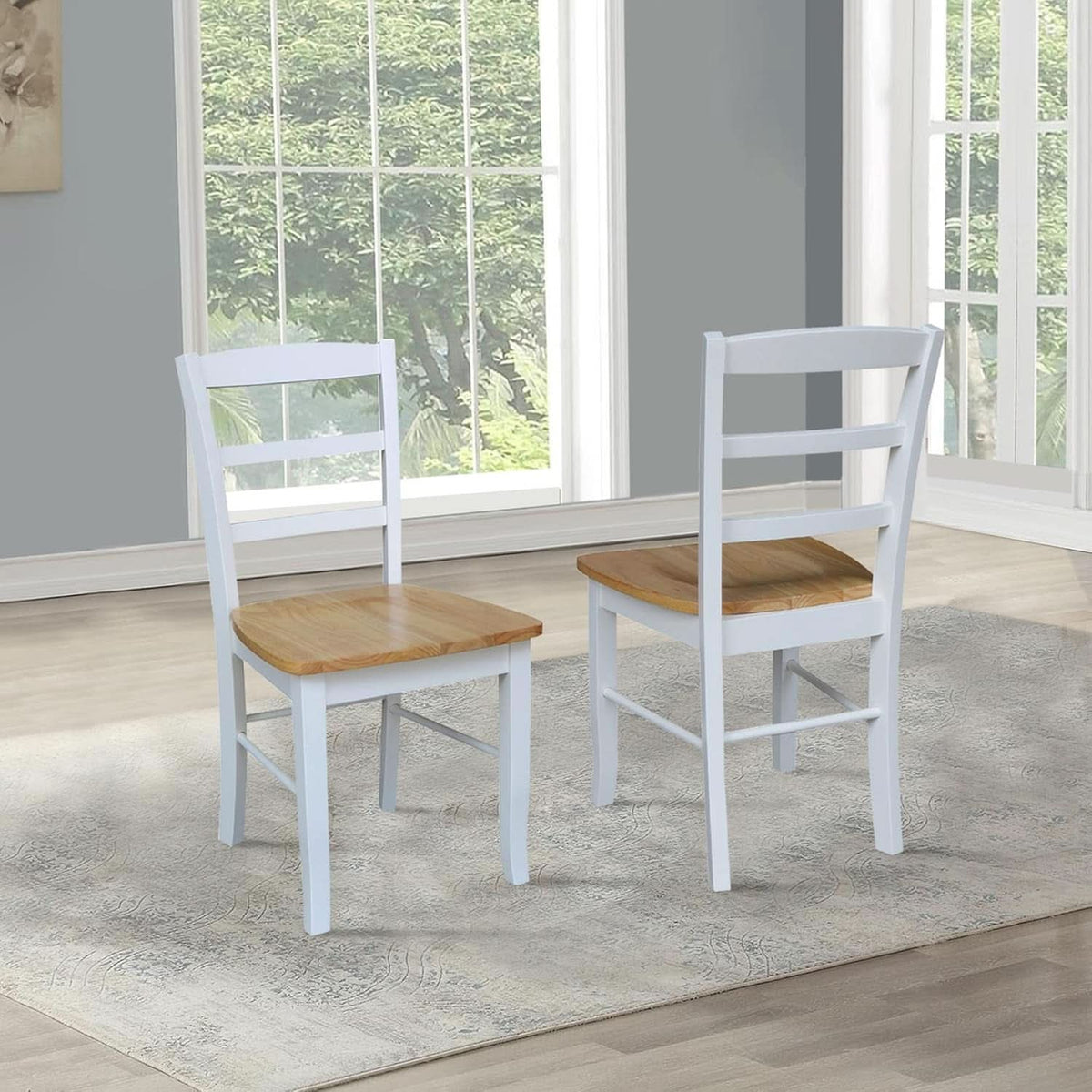 Madrid Ladderback Dining Chairs Parawood Construction White Natural