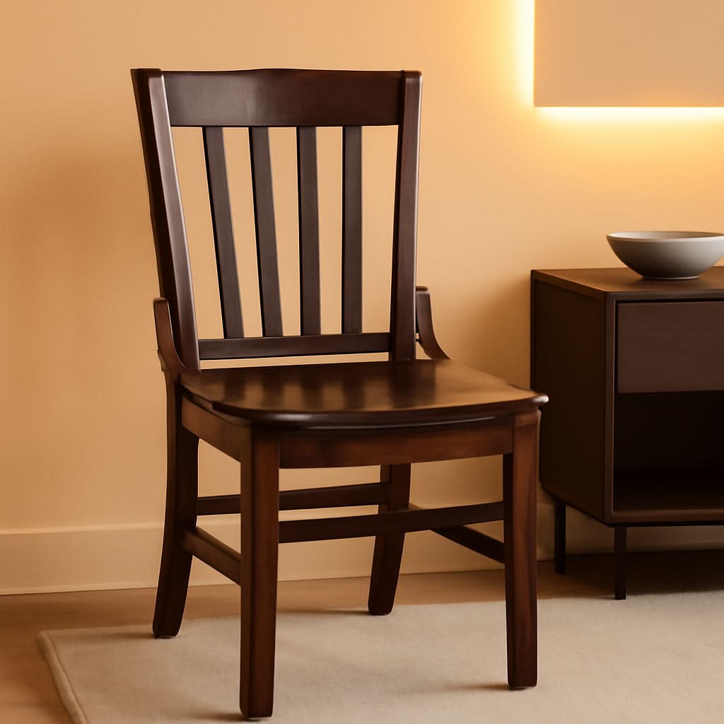 Mahogany Wood Dining Chair Walnut Finish Traditional Style