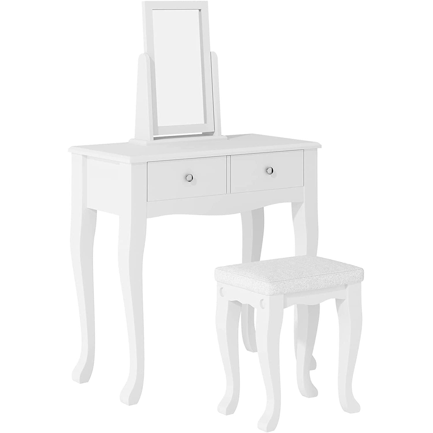 Makeup Vanity Table Set With 360 Degree Mirror And Drawers