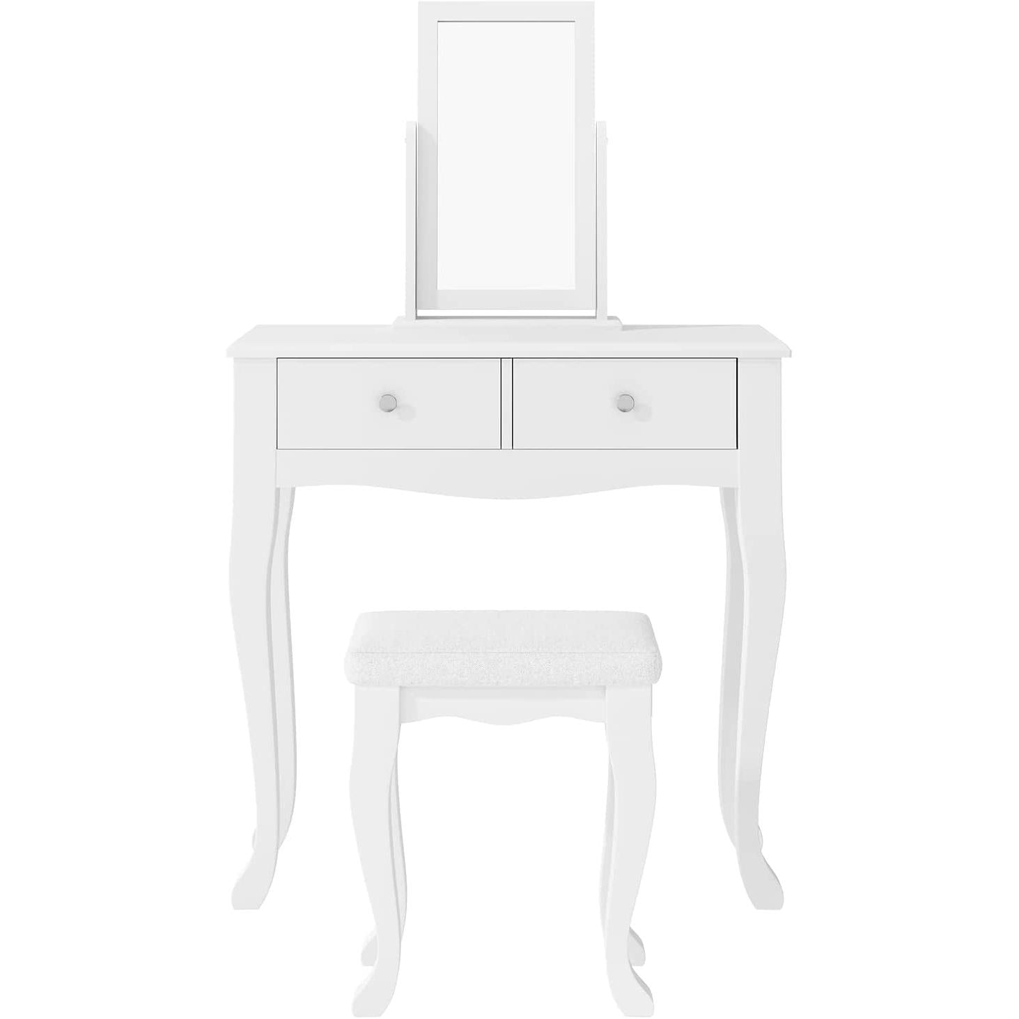 Makeup Vanity Table Set With 360 Degree Mirror And Drawers