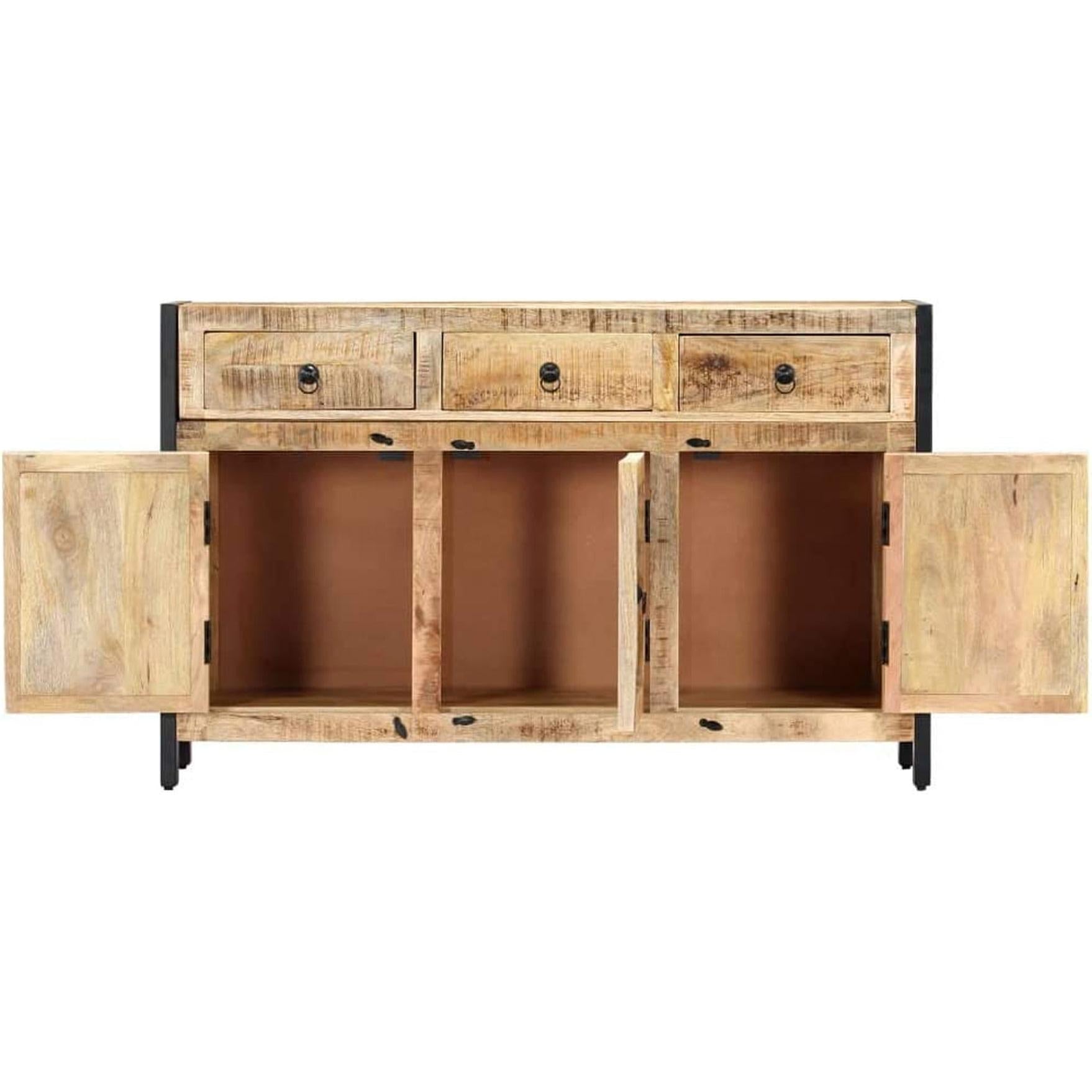Mango Wood Sideboard Storage Cabinet With Steel Frame