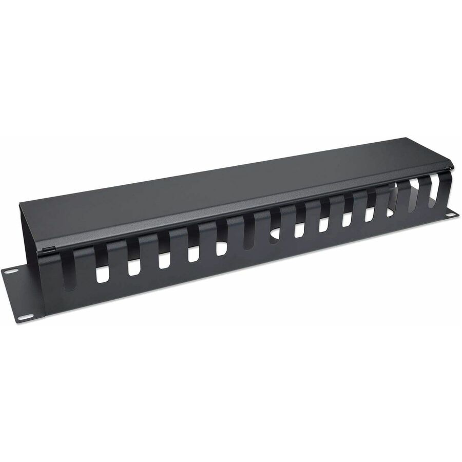 Manhattan 19" Cable Management Panel - Cable Management Panel - Black - 2U Rack Height -