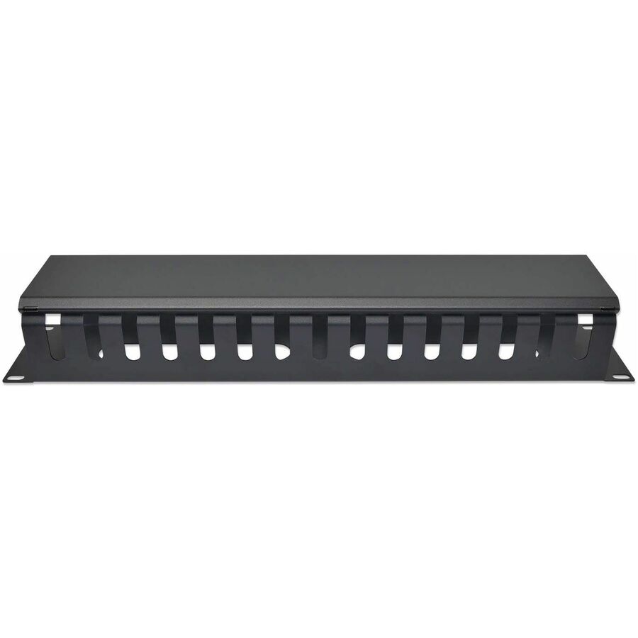 Manhattan 19" Cable Management Panel - Cable Management Panel - Black - 2U Rack Height -
