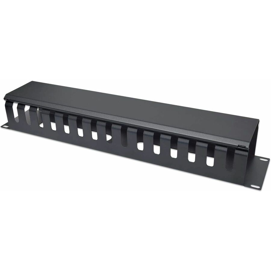 Manhattan 19" Cable Management Panel - Cable Management Panel - Black - 2U Rack Height -