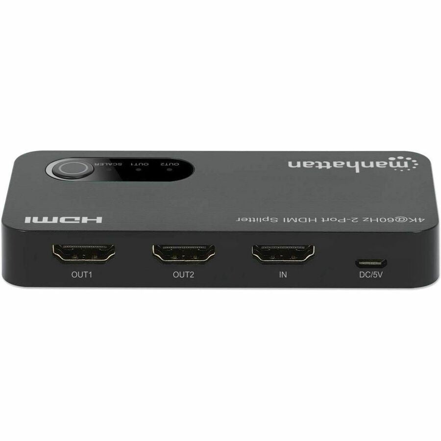 Manhattan 4K@60Hz 2-Port HDMI Splitter with Downscaling - 3840 x 2160 - 1 x HDMI In - 2 x