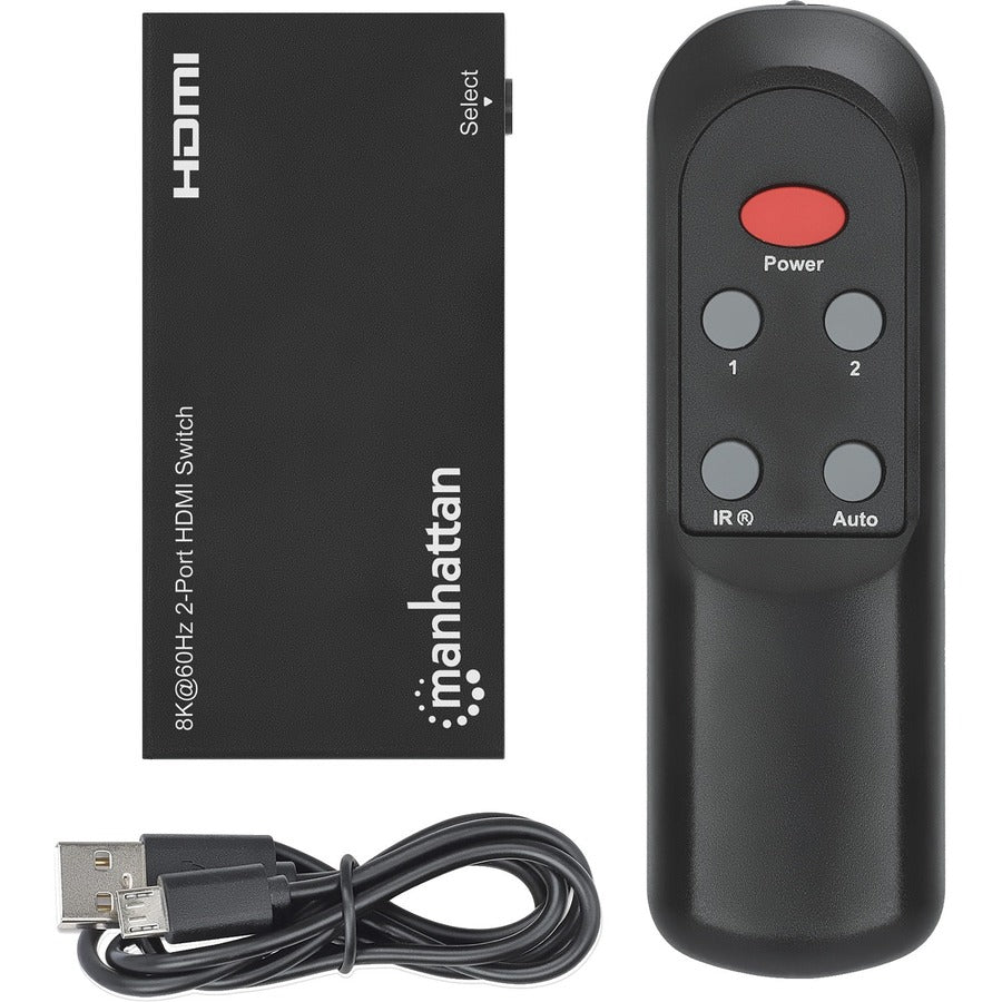Manhattan 8K@60Hz 2-Port HDMI Switch - 7680 x 4320 - 8K - 1080p2 x 1 - Display - 1 x HDMI