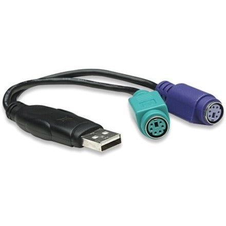 Manhattan Connects Two PS/2 Devices via One USB Port - 7.60" (PS/2)/USB Data Transfer