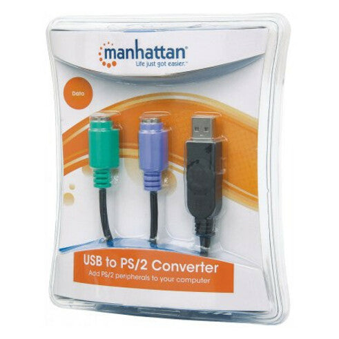 Manhattan Connects Two PS/2 Devices via One USB Port - 7.60" (PS/2)/USB Data Transfer