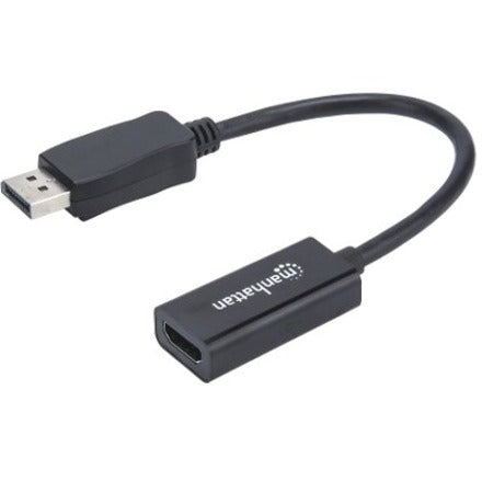 Manhattan DisplayPort 1.1 to HDMI Adapter Cable, 1080p@60Hz, Male to Female, Black, DP With Latch, Not Bi-Directional, Three Year Warranty, Polybag