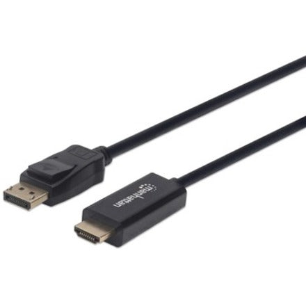 Manhattan DisplayPort 1.1 to HDMI Cable, 1080p@60Hz, 1m, Male to Male, DP With Latch, Black, Not Bi-Directional, Three Year Warranty, Polybag