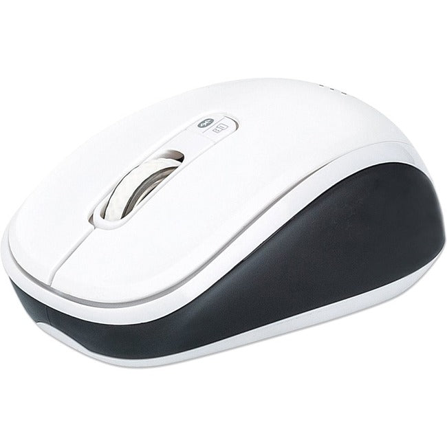 Manhattan Dual-Mode Mouse, Bluetooth 4.0 And 2.4 Ghz Wireless, 800/1200/1600 Dpi, Three Buttons With Scroll Wheel, Black & White, Three Year Warranty, Box