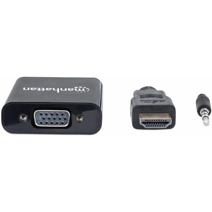 Manhattan HDMI to VGA Converter - 1 x 15-pin DB-15 VGA Female - 1 x Mini-phone Audio