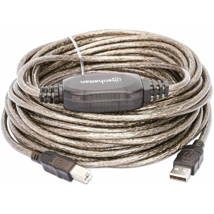 Manhattan Hi-Speed A Male/B Male USB Active Cable, 36' - Provides a single,