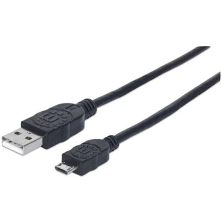 Manhattan Hi-Speed USB 2.0 A Male to Micro-B Male Device Cable, 1.5', Black