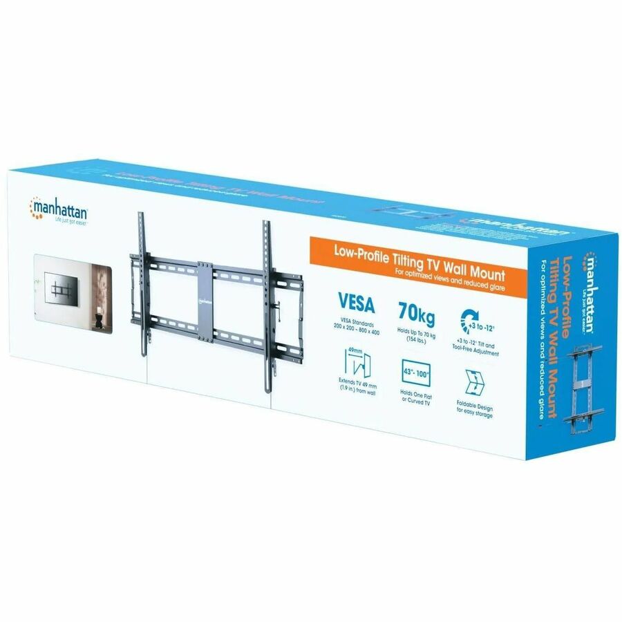 Manhattan Mounting Bracket for TV, Flat Panel Display, Curved Screen Display, LCD Display, OLED Monitor, Plasma TV - Black