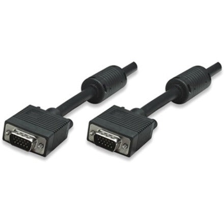 Manhattan SVGA HD15 Male to HD15 Male Monitor Cable with Ferrite Cores, 30', Black