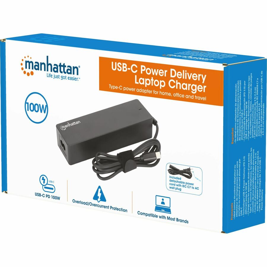 Manhattan USB-C Power Delivery Laptop Charger - 100 W - 100 W - 120 V AC, 230 V AC Input
