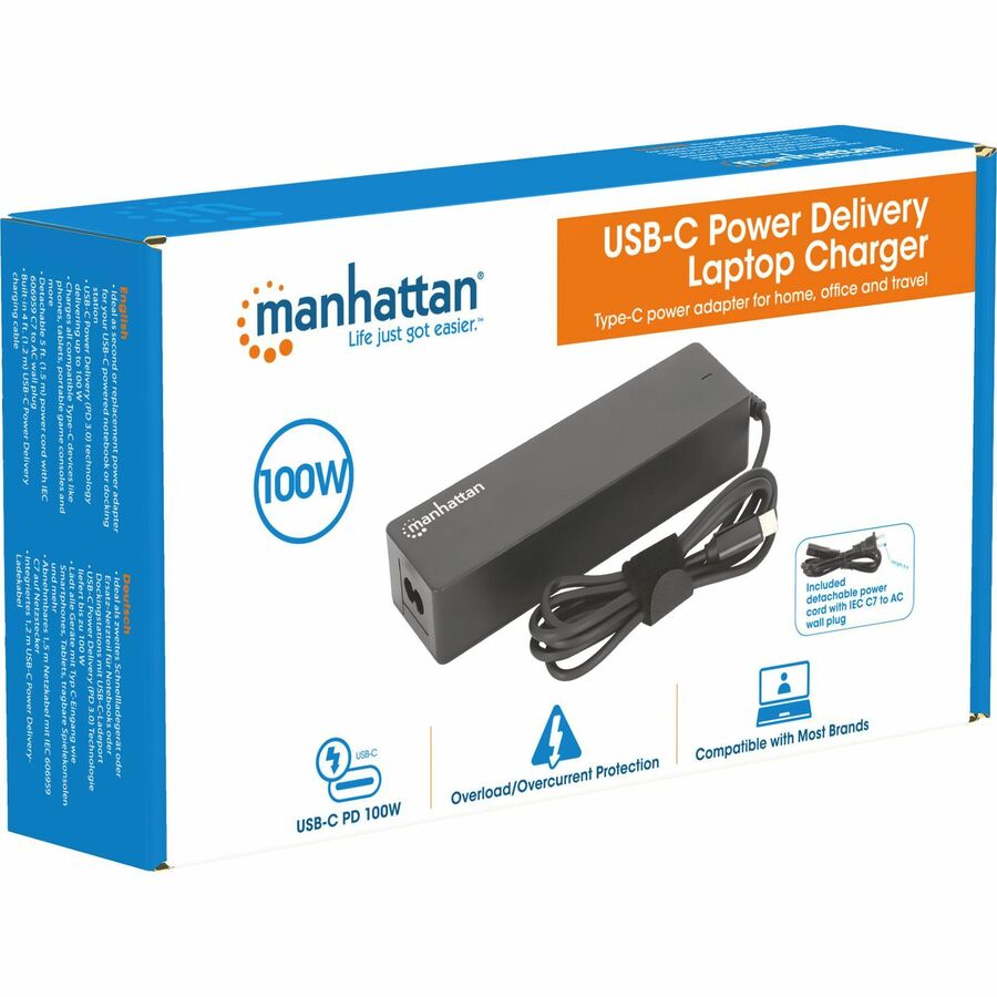 Manhattan USB-C Power Delivery Laptop Charger - 100 W - 100 W - 120 V AC, 230 V AC Input
