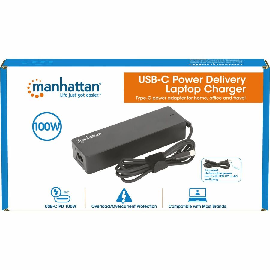 Manhattan USB-C Power Delivery Laptop Charger - 100 W - 100 W - 120 V AC, 230 V AC Input