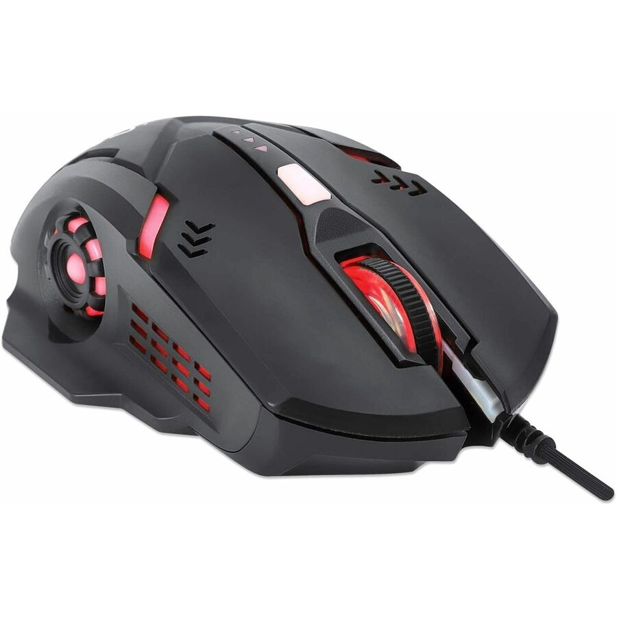 Manhattan Wired Optical LED Gaming Mouse - Full-size Mouse - Rugged - Optical - Cable -