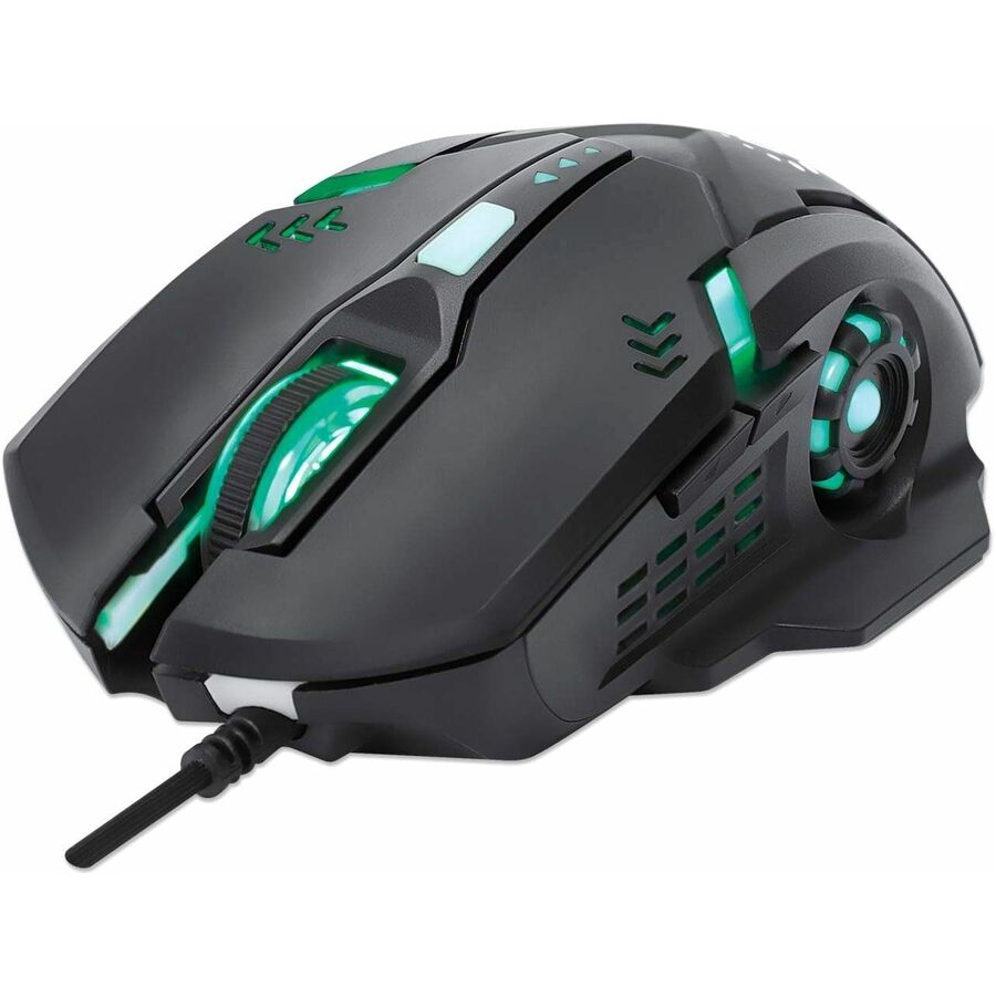 Manhattan Wired Optical LED Gaming Mouse - Full-size Mouse - Rugged - Optical - Cable -