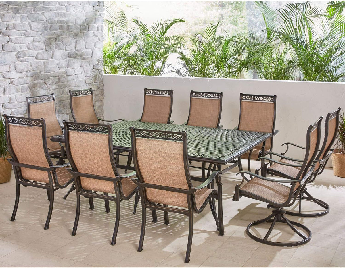 Manor Outdoor Dining Set For 10 With 4 Swivel Rockers