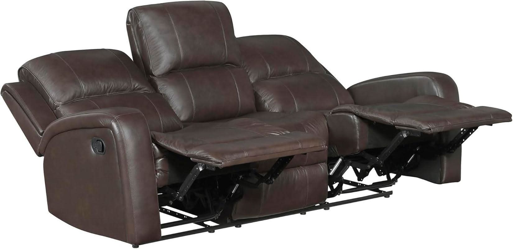 Manual Double Recliner Sofa Brown Leather Match Wall Hugger